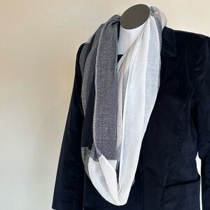 H&M Black Gray and Winter White Wide Infinity Scarf